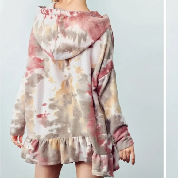 Fluffy Tie Dye Hoodie Tunic - Picture 3 of 4